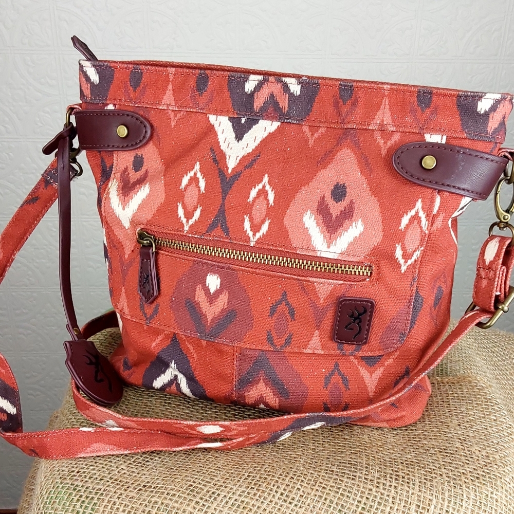 Browning Red Coral Patterned Crossbody Bag